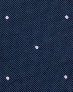 Silk Woven Tie in Navy/Lilac Dot