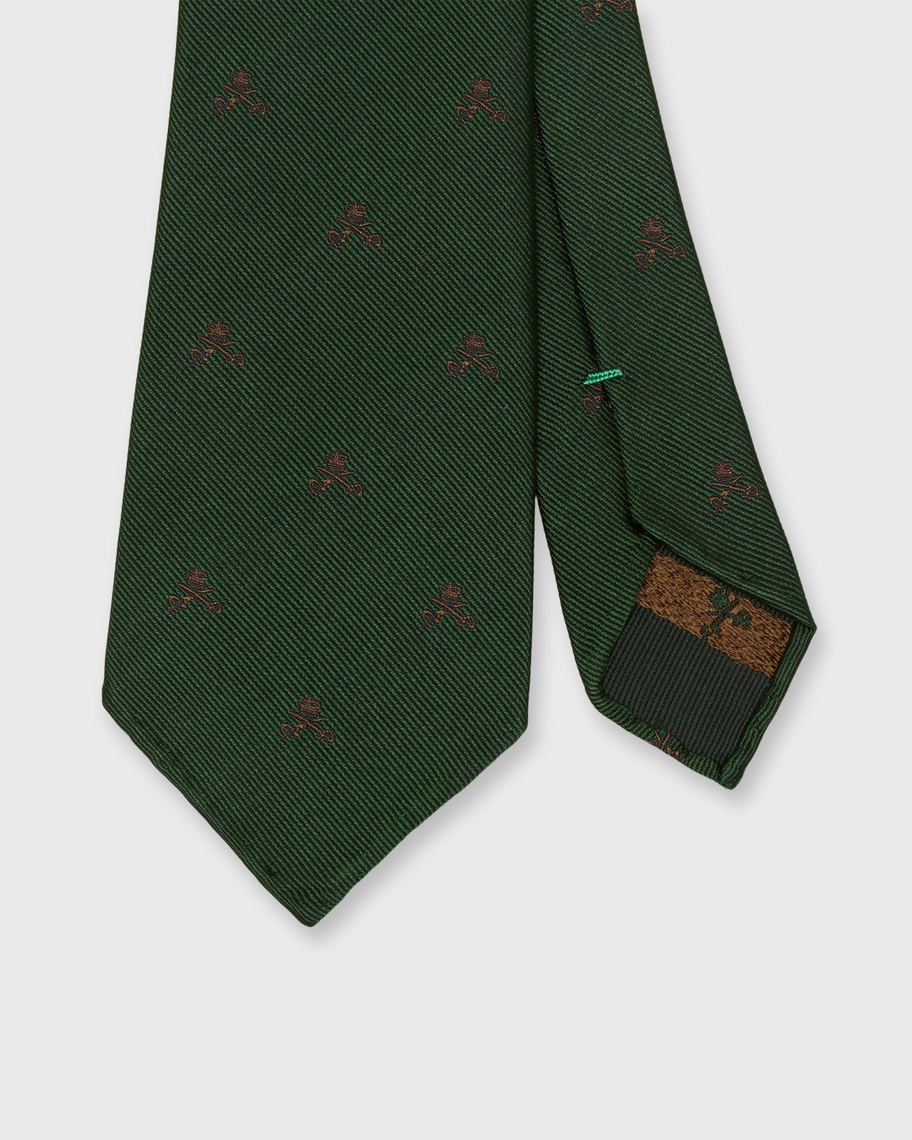 Silk Club Tie in Green/Oat Crown And Swords