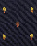 Load image into Gallery viewer, Silk Club Tie in Navy/Gold Maple Seed
