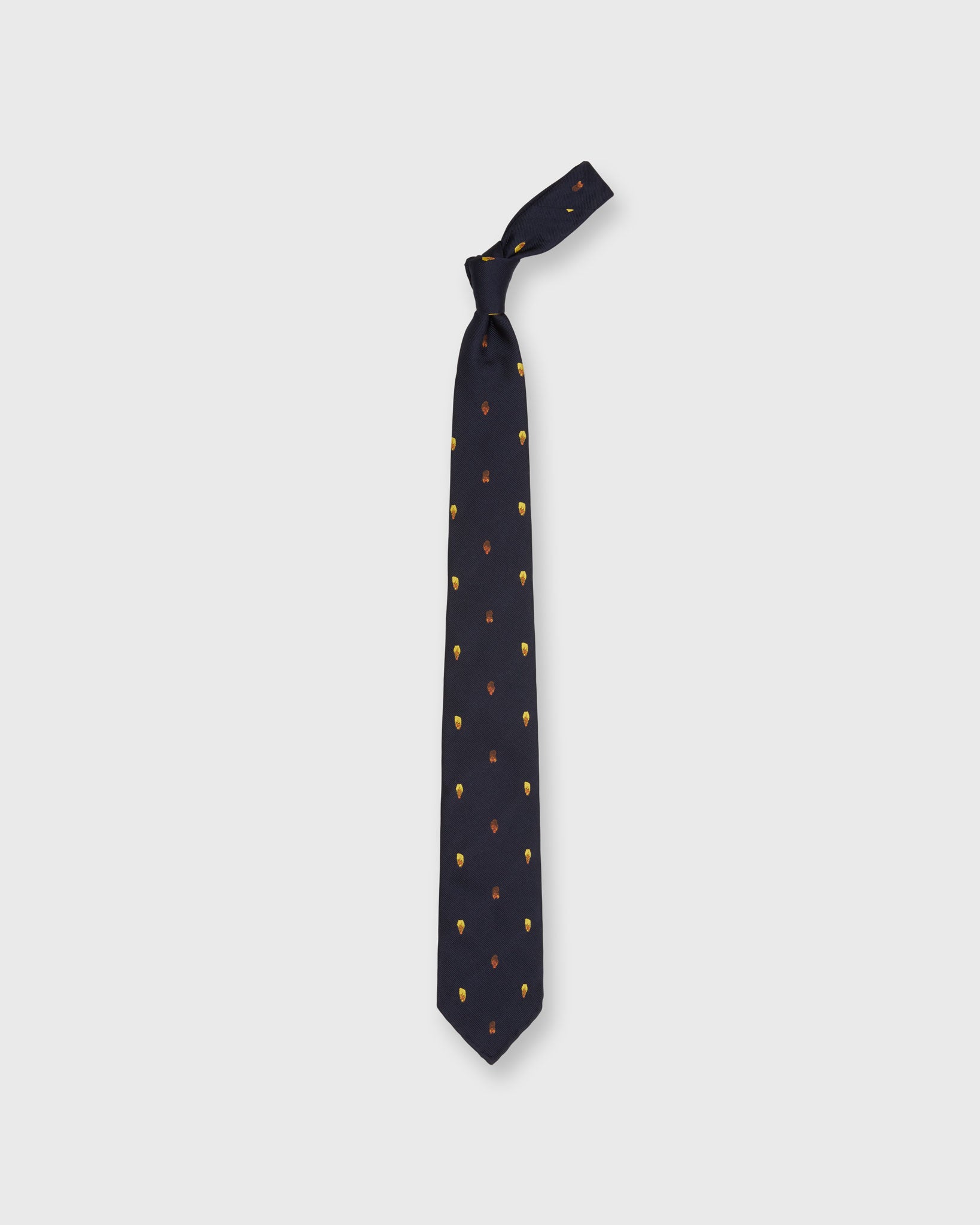 Silk Club Tie in Navy/Gold Maple Seed