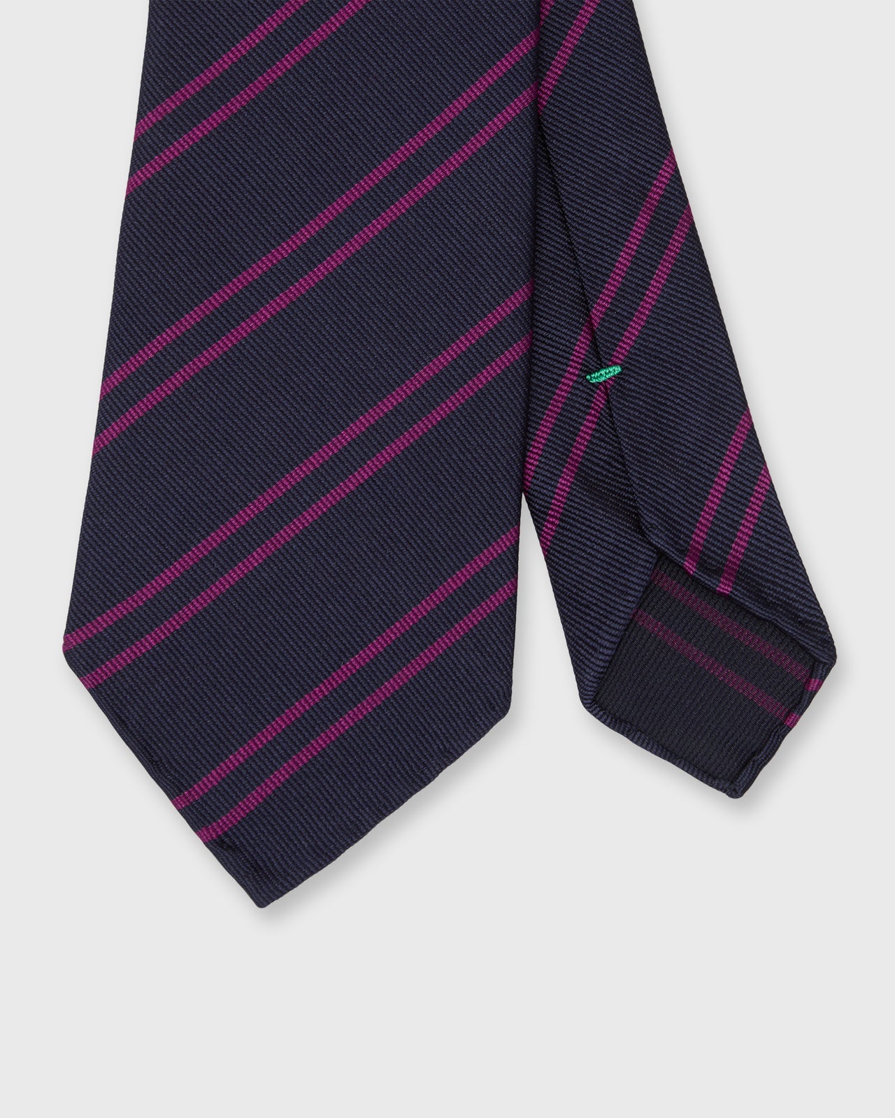 Silk Woven Tie in Navy/Berry Double Stripe