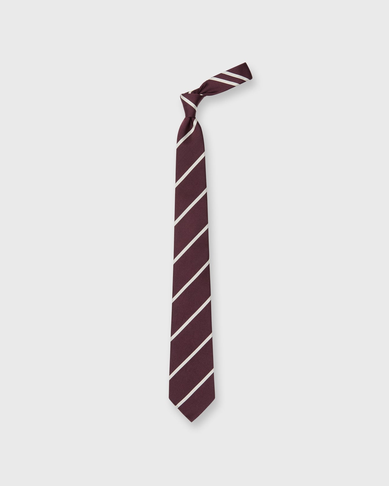 Silk Woven Tie in Burgundy/Bone Bar Stripe