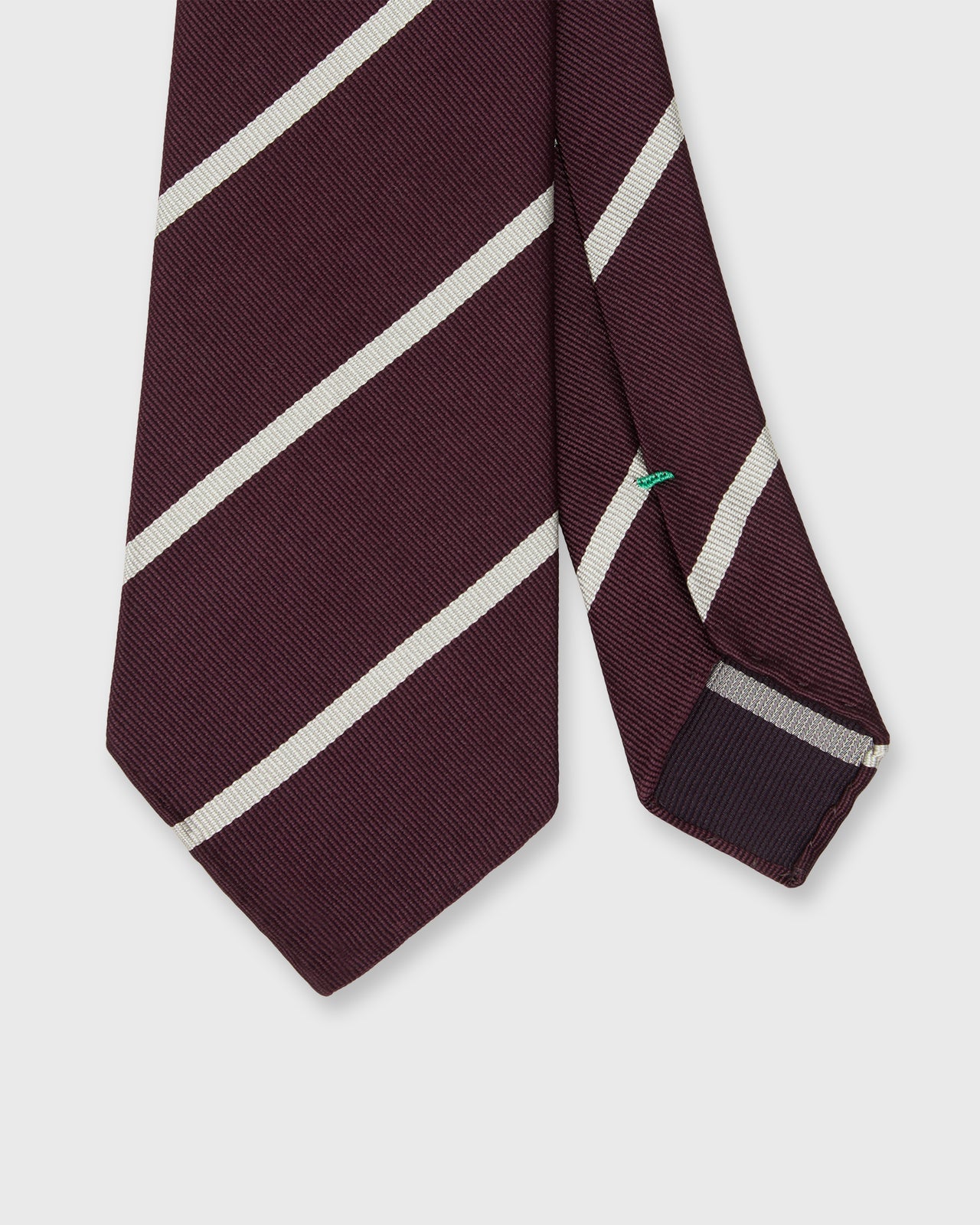 Silk Woven Tie in Burgundy/Bone Bar Stripe
