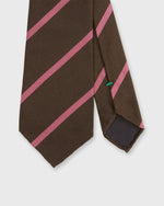 Load image into Gallery viewer, Silk Woven Tie in Chocolate/Pink Bar Stripe
