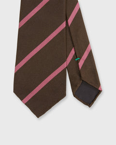 Silk Woven Tie in Chocolate/Pink Bar Stripe