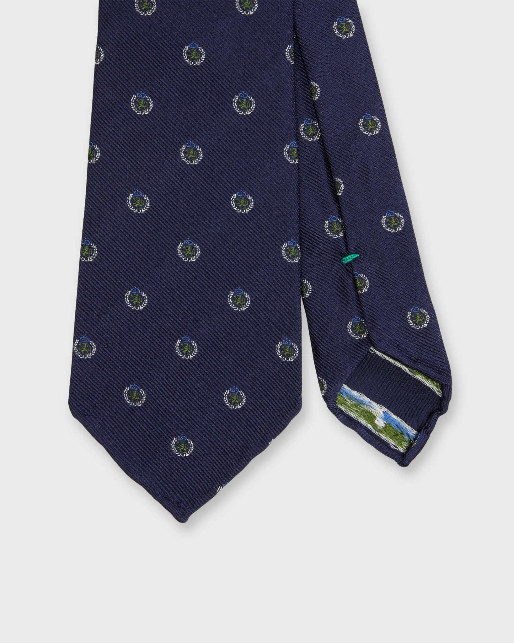 Silk Club Tie in Navy/Moss Griffin Crest