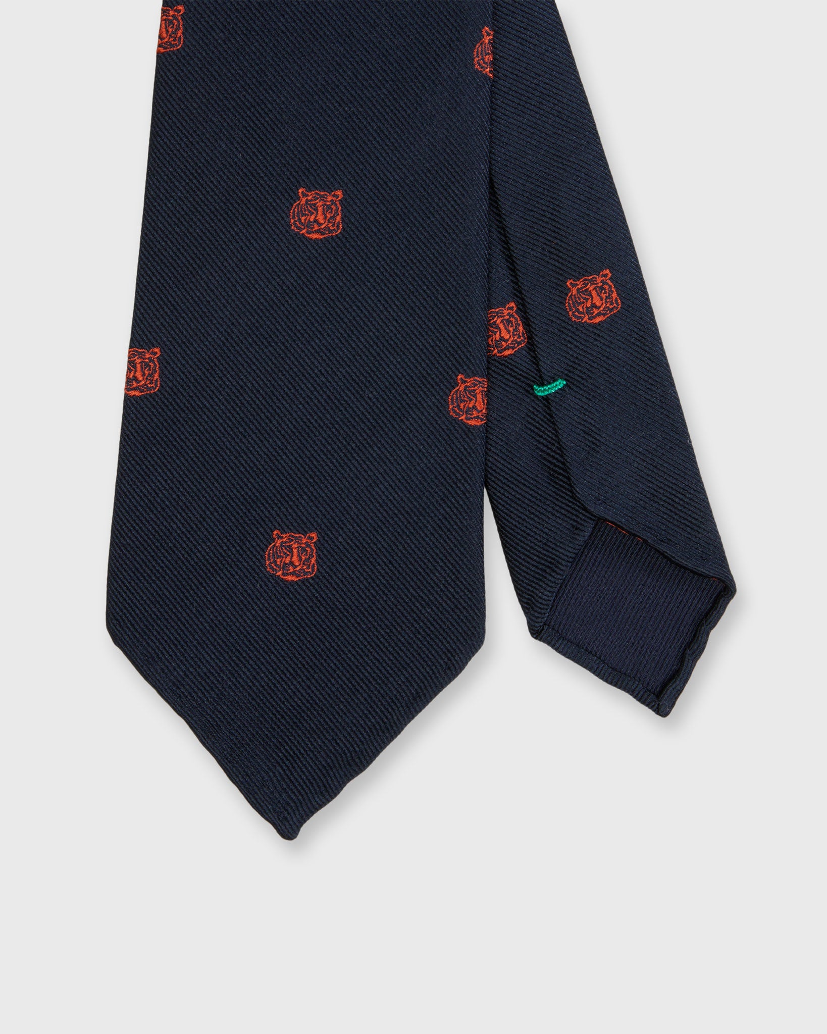 Silk Club Tie in Navy/Orange Tiger