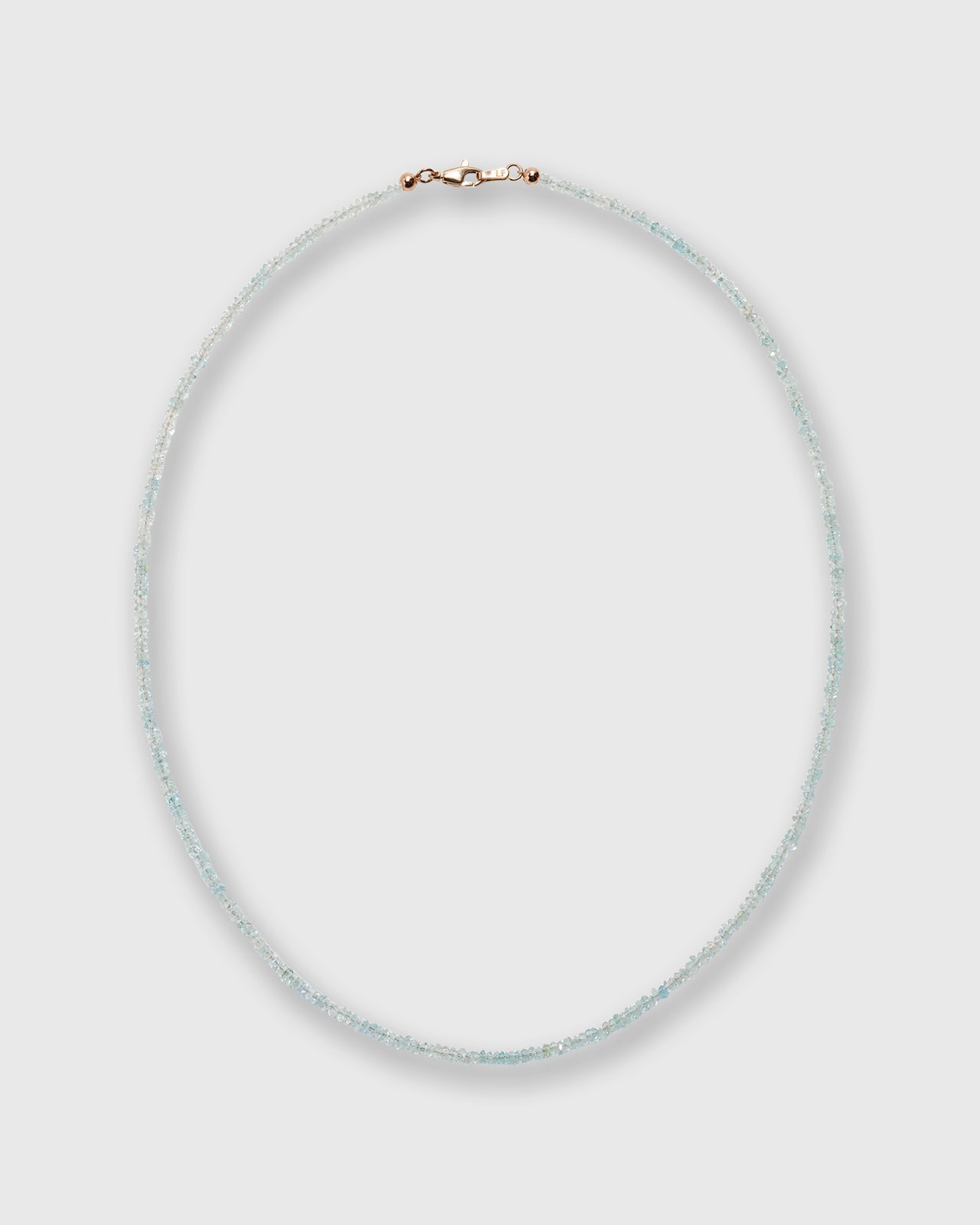 Tiny Beaded 14K Gold Necklace in Aquamarine