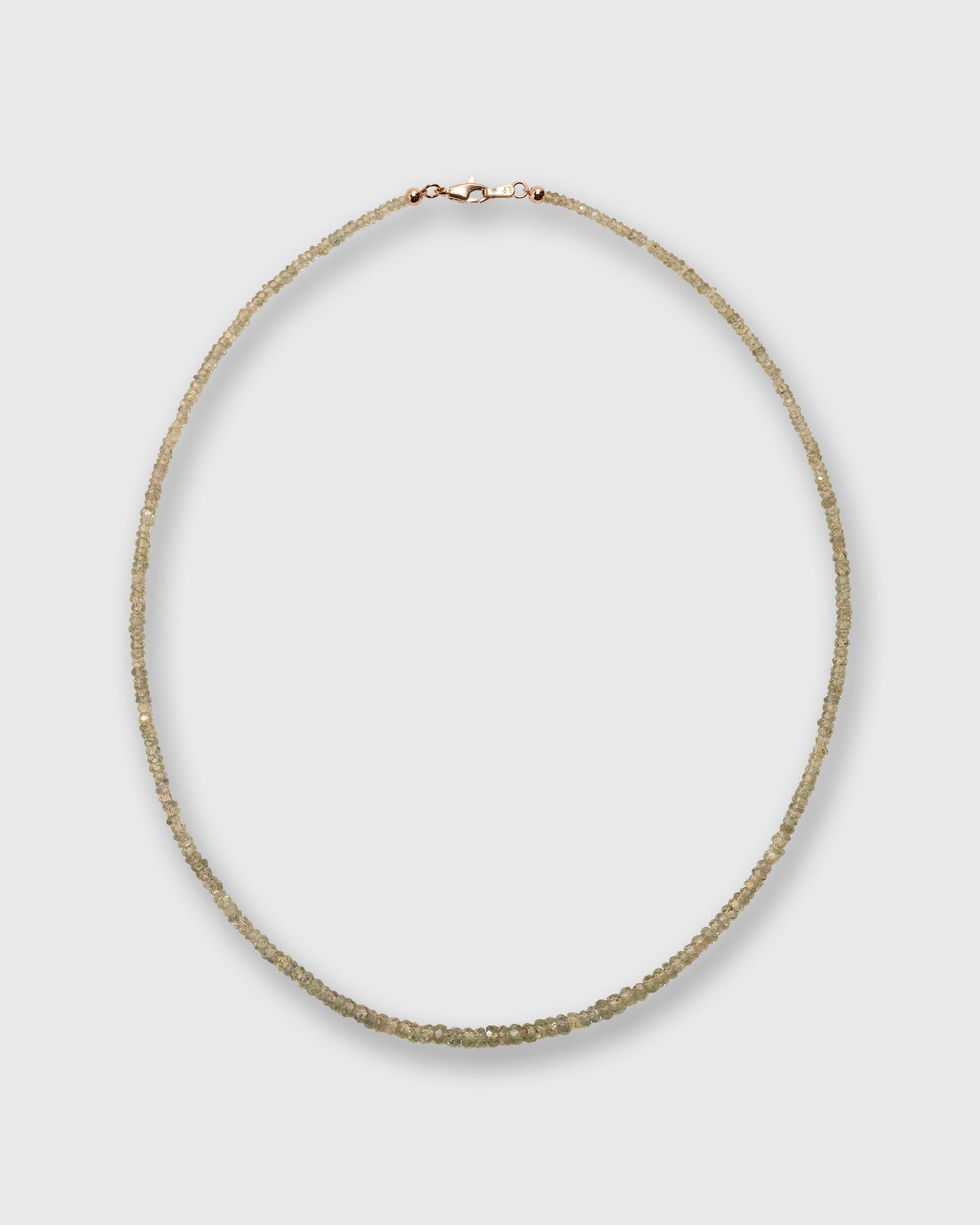 Tiny Beaded 14K Gold Necklace in Green Sapphire