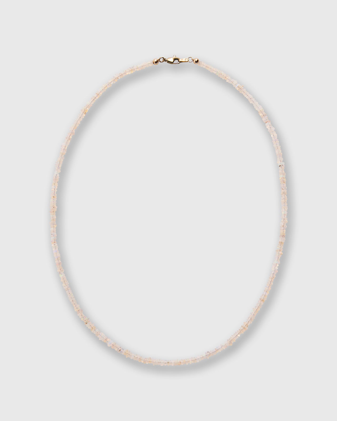 Tiny Beaded 14K Gold Necklace in White Opal
