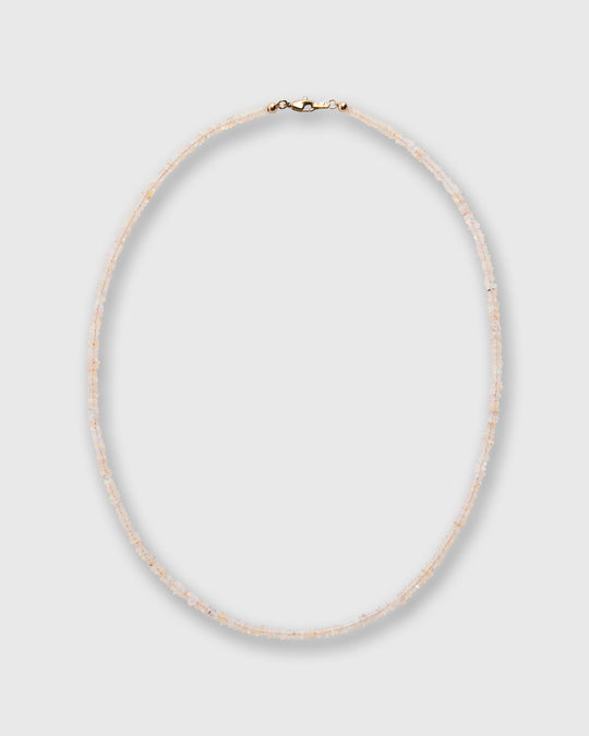 Tiny Beaded 14K Gold Necklace in White Opal