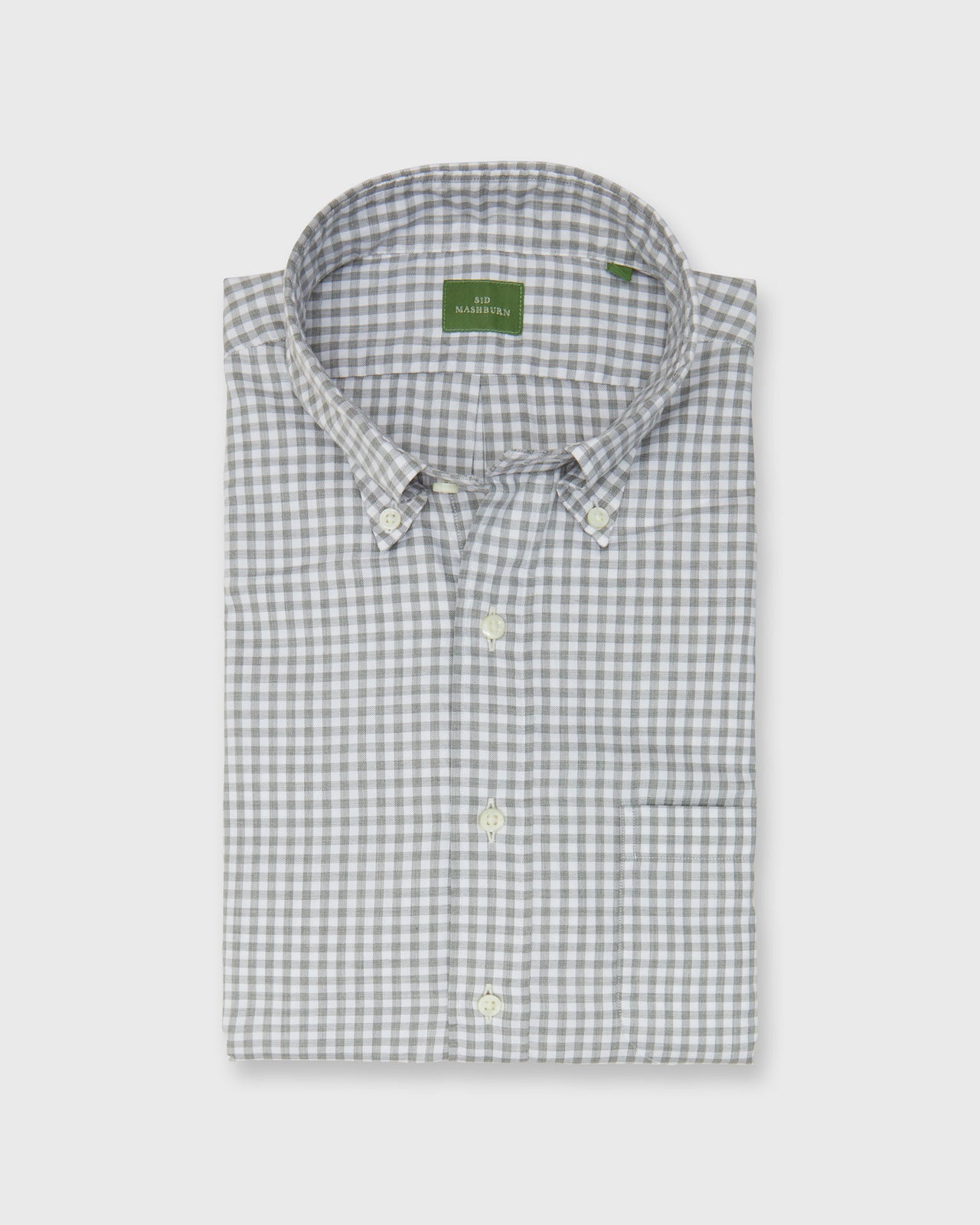 Button-Down Sport Shirt in Heather Grey Gingham Oxford