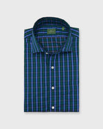 Load image into Gallery viewer, Spread Collar Sport Shirt in Hunter/Peri/Yellow Plaid Poplin
