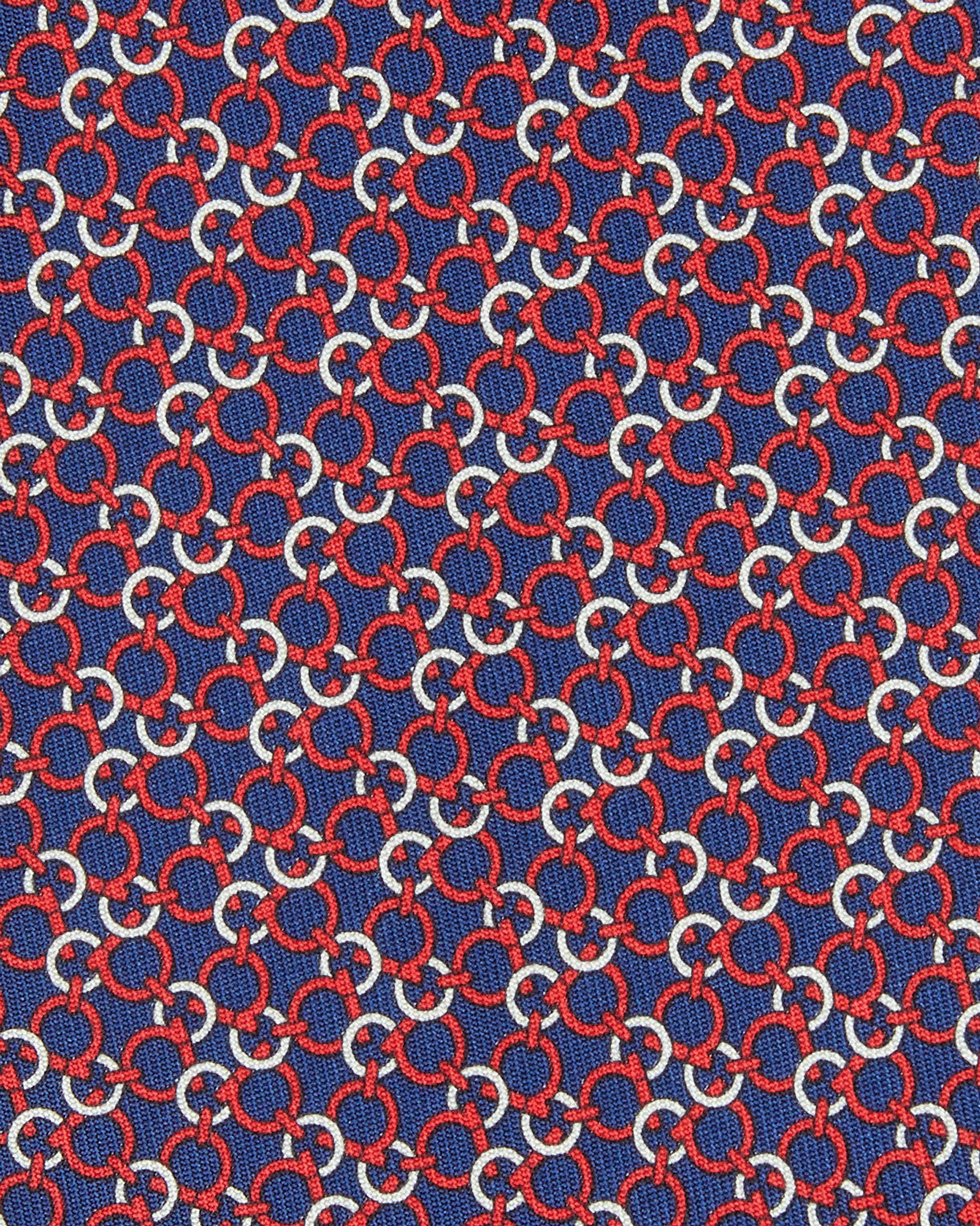 Silk Print Tie in Dark Blue/Red Link