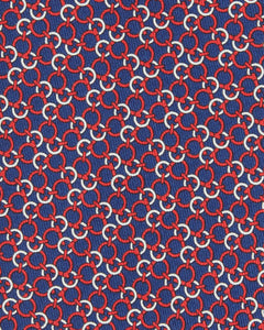 Silk Print Tie in Dark Blue/Red Link