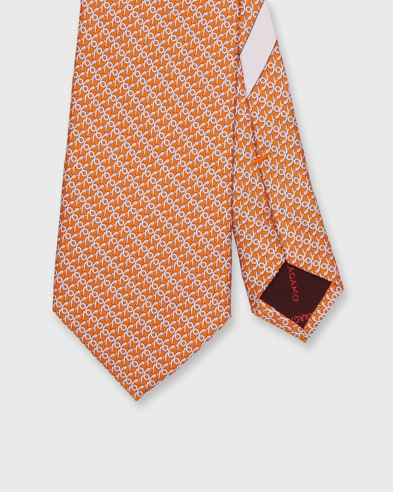 Silk Print Tie in Pink/Orange Snake