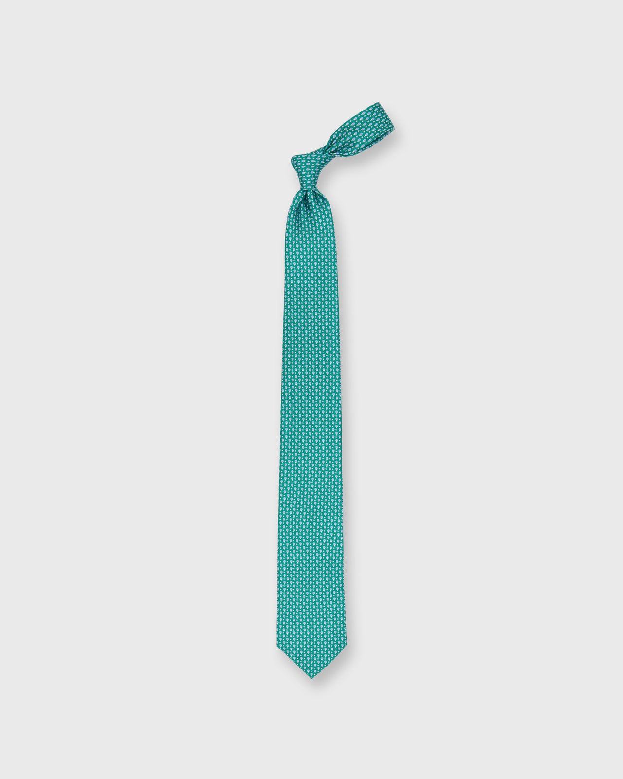 Silk Print Tie in Green/Blue Ping Pong