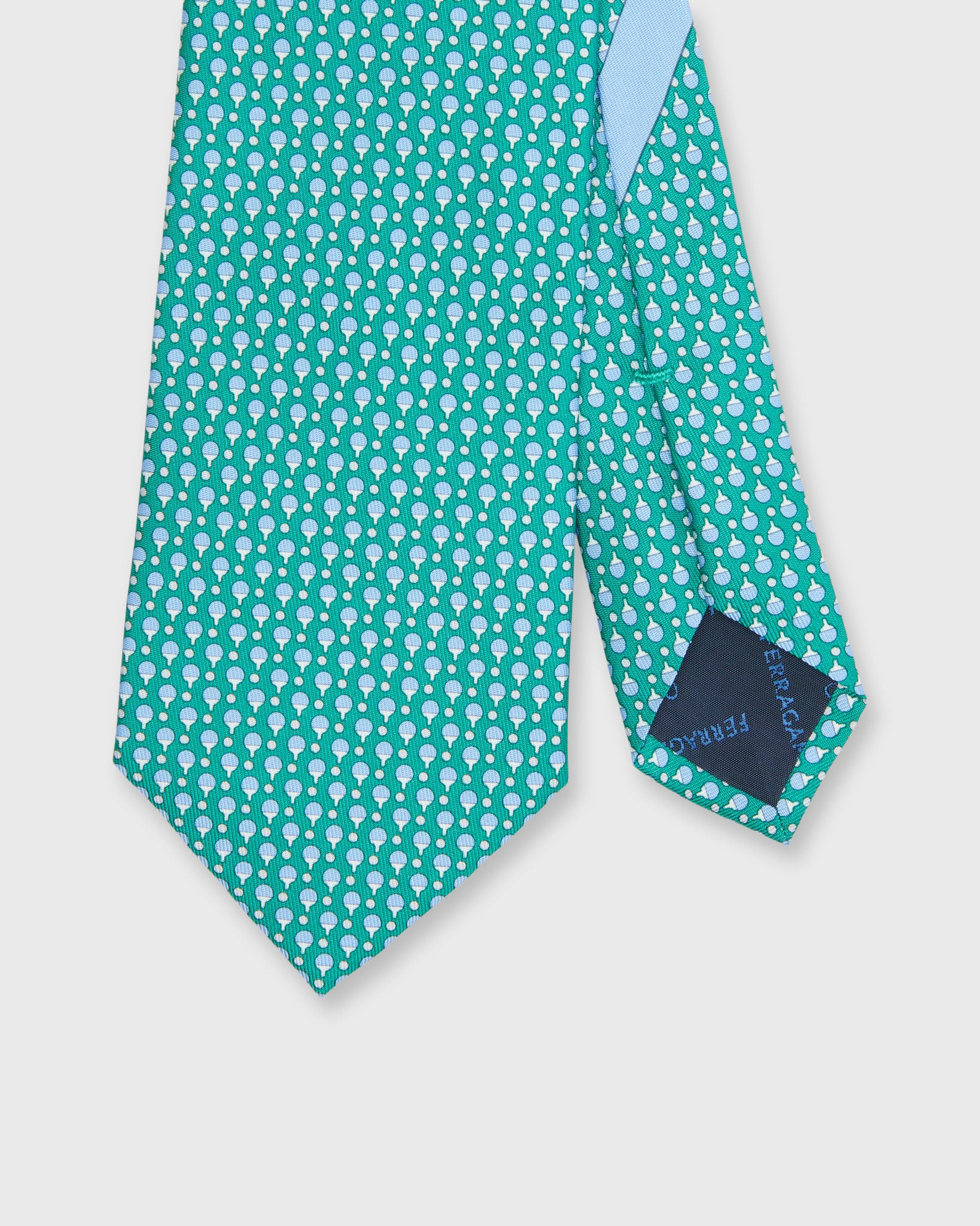 Silk Print Tie in Green/Blue Ping Pong