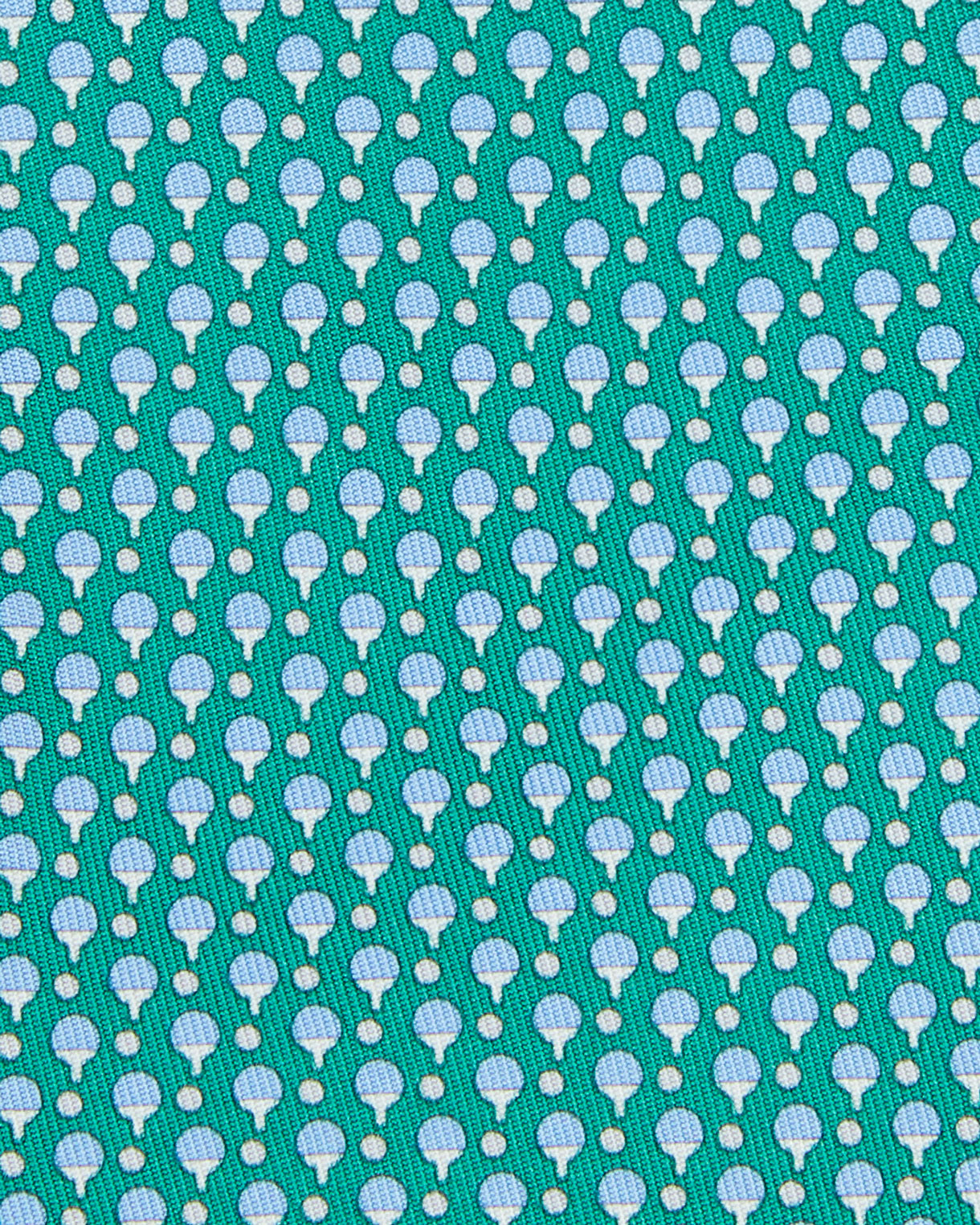 Silk Print Tie in Green/Blue Ping Pong