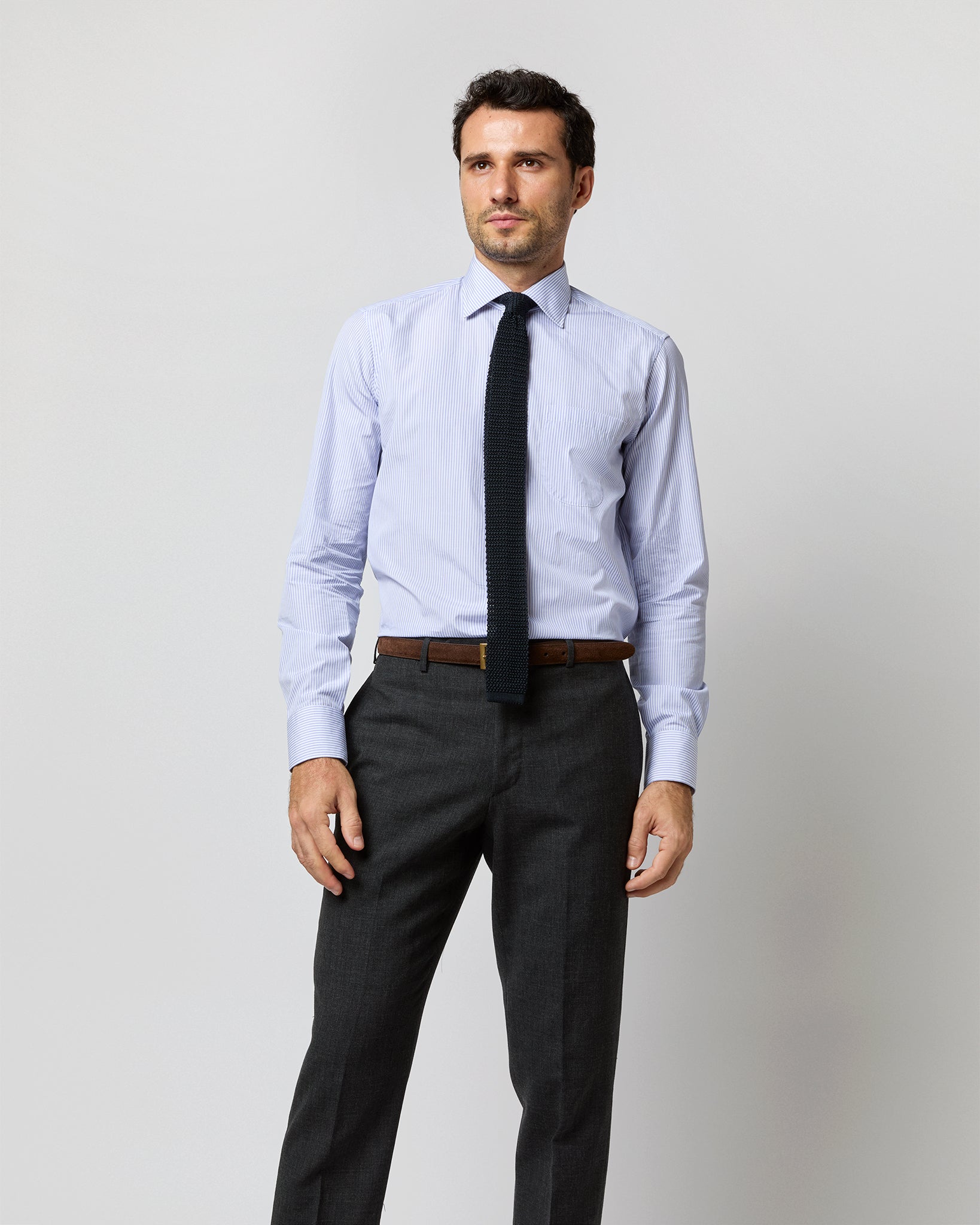 Spread Collar Dress Shirt in Blue Stripe End-On-End - 15 / 34 by Sid Mashburn Spread Collar Dress Shirt in Blue Stripe End-On-End - 15 / 34 by Sid Mashburn