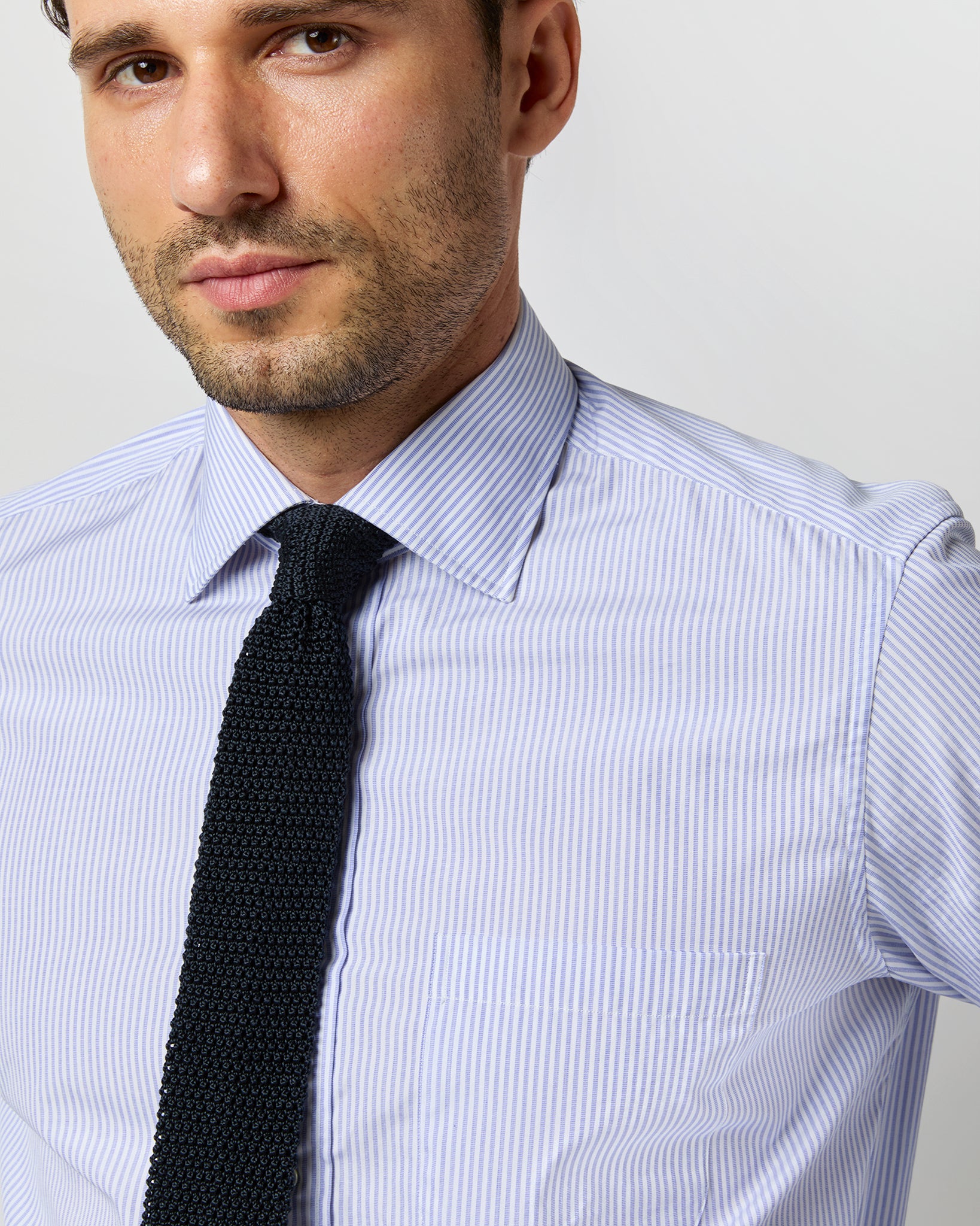 Spread Collar Dress Shirt in Blue Stripe End-On-End - 15 / 34 by Sid Mashburn Spread Collar Dress Shirt in Blue Stripe End-On-End - 15 / 34 by Sid Mashburn