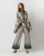 Load image into Gallery viewer, Palazzo Pant in Green Mirage Placée Silk Twill
