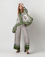 Load image into Gallery viewer, Palazzo Pant in Green Mirage Placée Silk Twill
