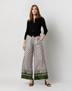 Load image into Gallery viewer, Palazzo Pant in Green Mirage Placée Silk Twill
