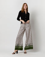 Load image into Gallery viewer, Palazzo Pant in Green Mirage Placée Silk Twill
