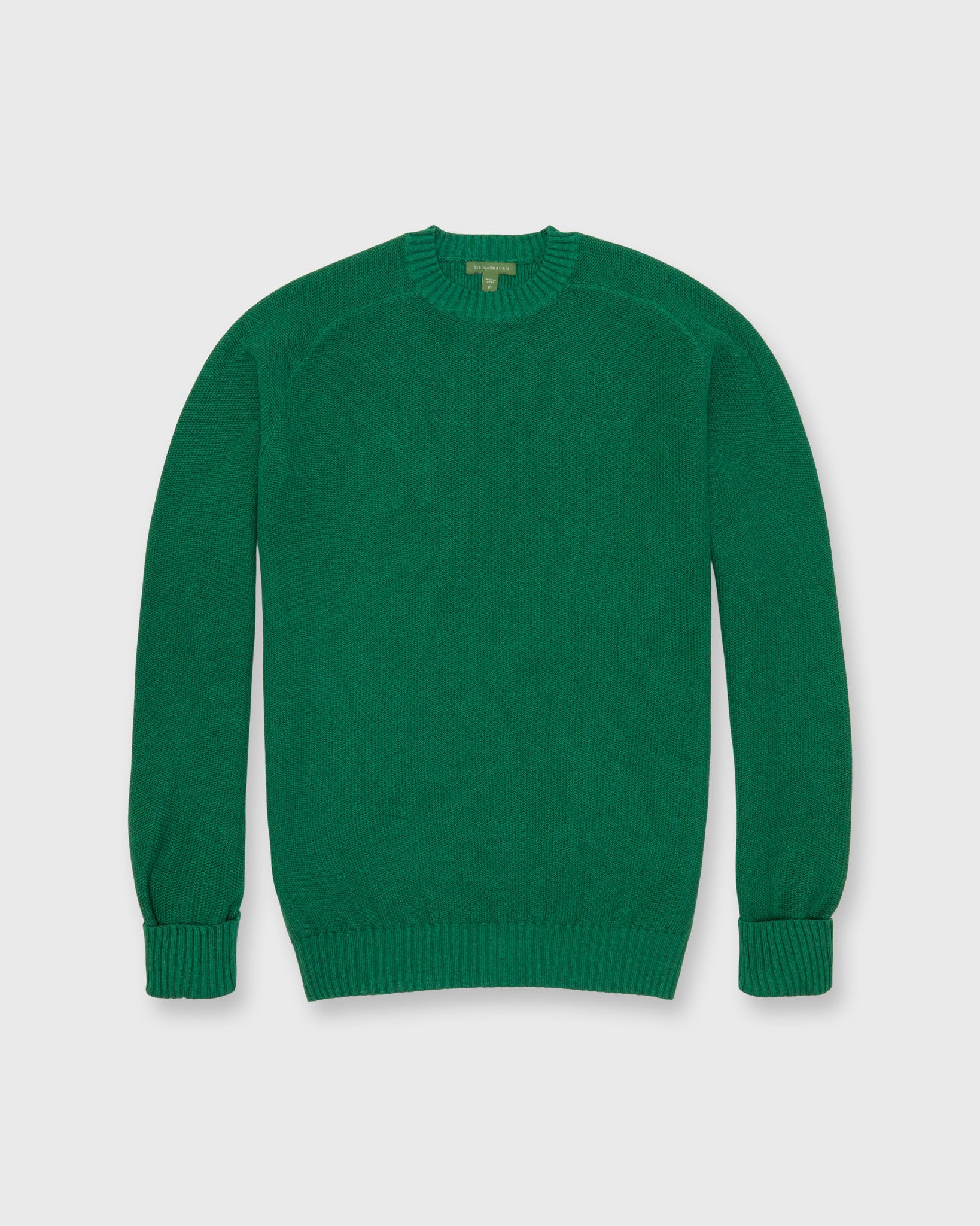 Lightweight Beach Crewneck Sweater in Heathered Green Cotton/Linen