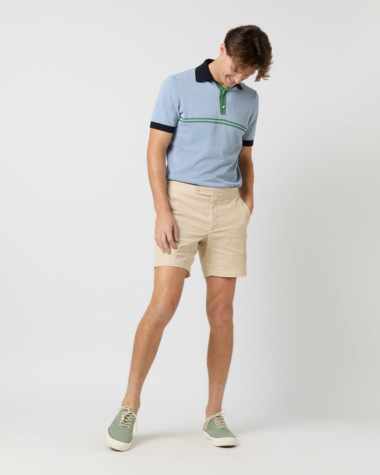 Side-Tab Field Short in Bone Garment-Dyed Corduroy | Shop Sid Mashburn