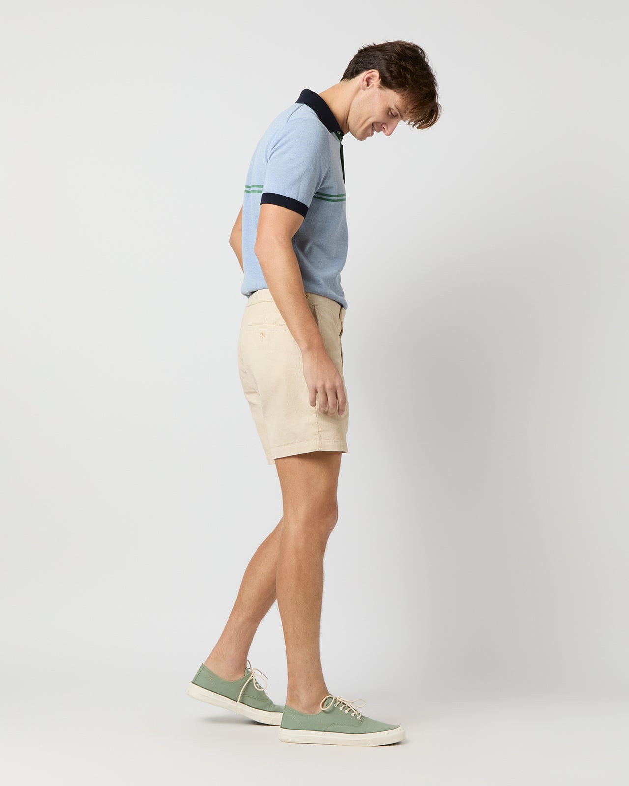 Side-Tab Field Short in Bone Garment-Dyed Corduroy