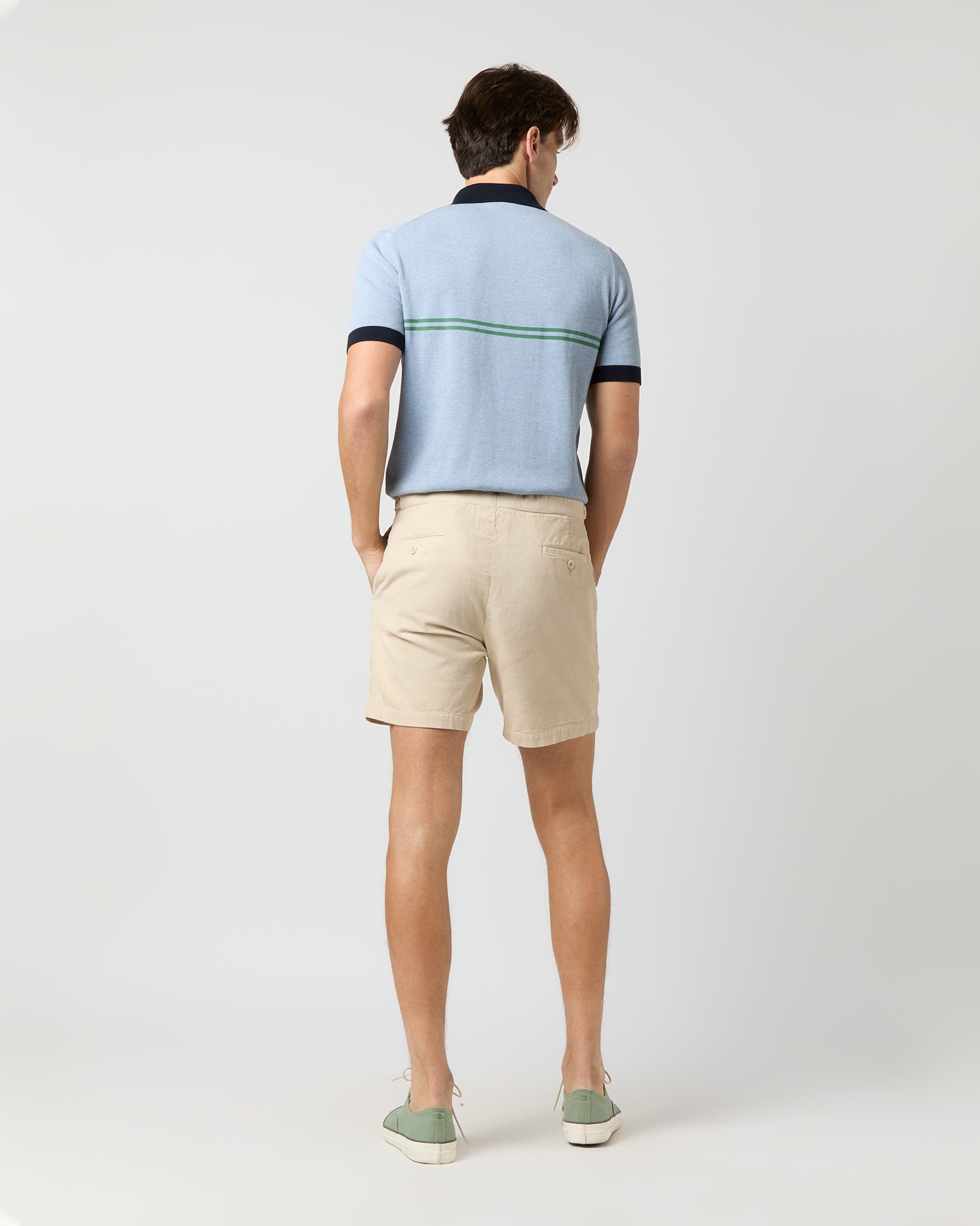 Rally Polo Sweater in Heather Sky/Navy/Ivy Cotton