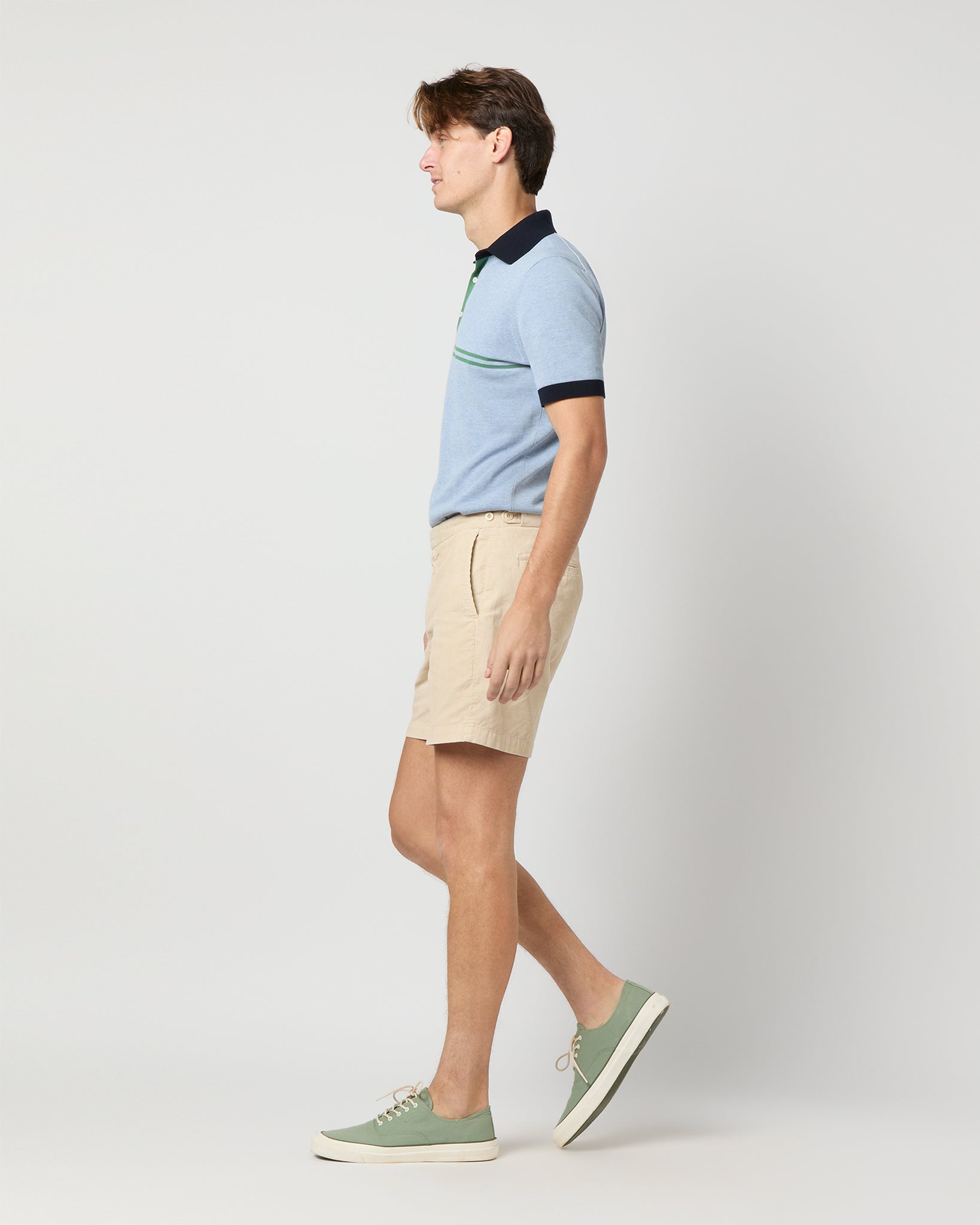 Rally Polo Sweater in Heather Sky/Navy/Ivy Cotton