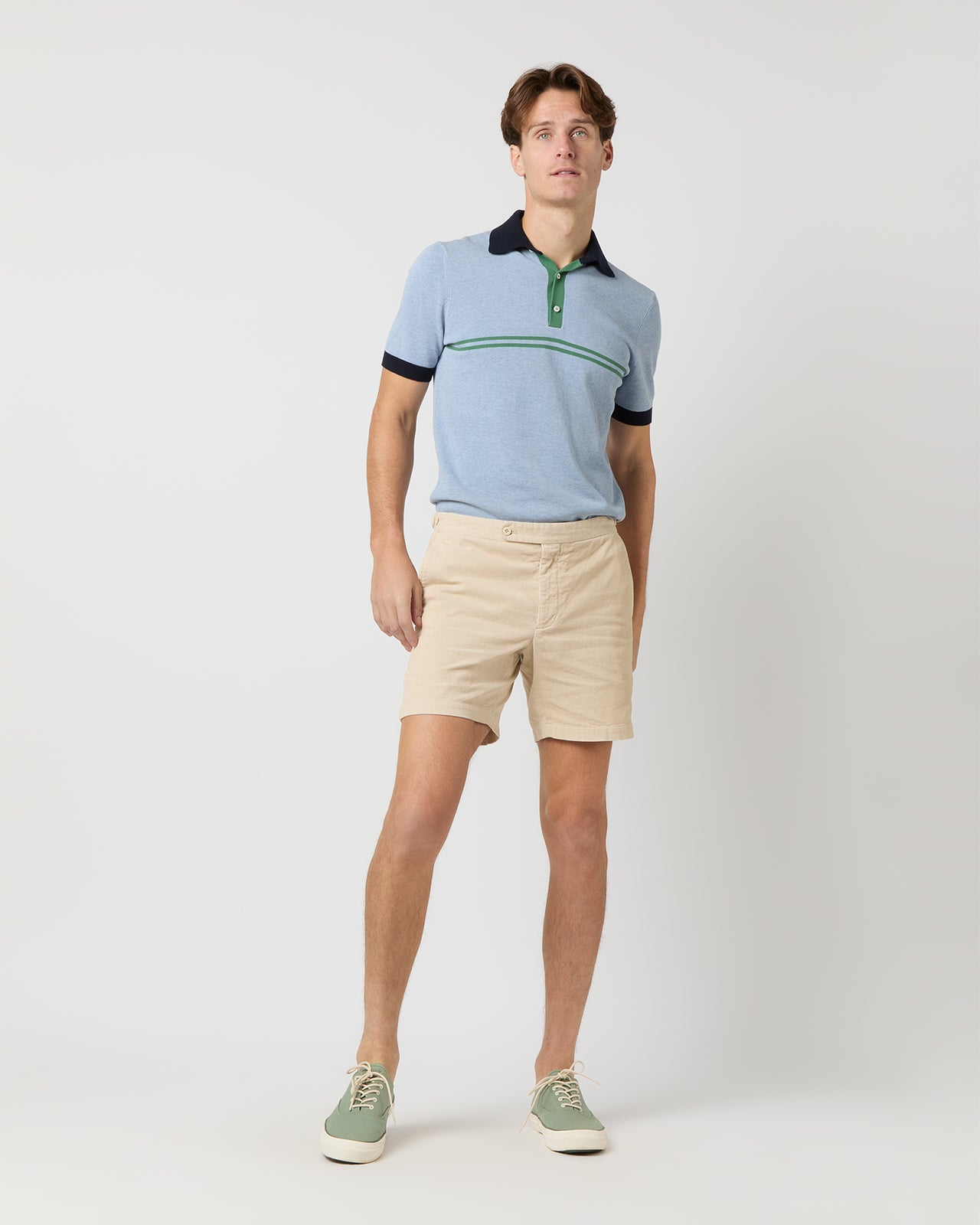Side-Tab Field Short in Bone Garment-Dyed Corduroy