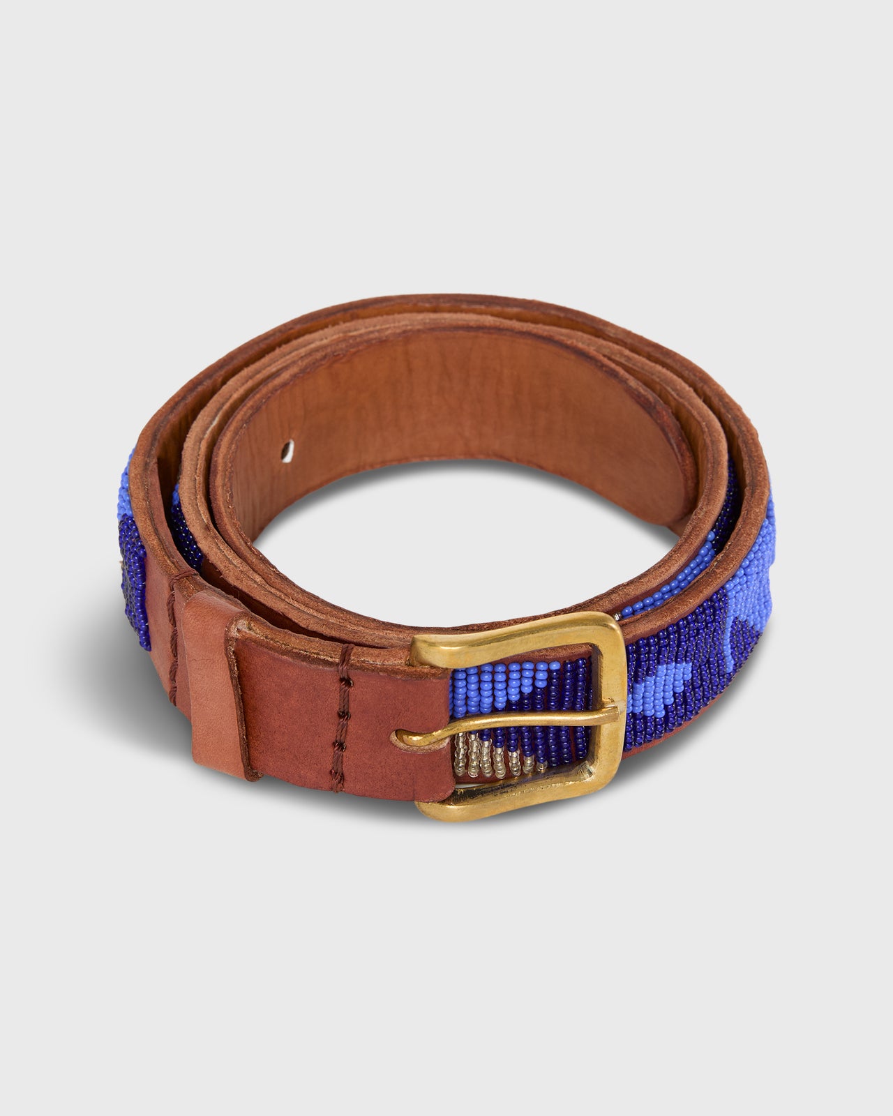 1.25" African Beaded Belt in Blueshine Toto