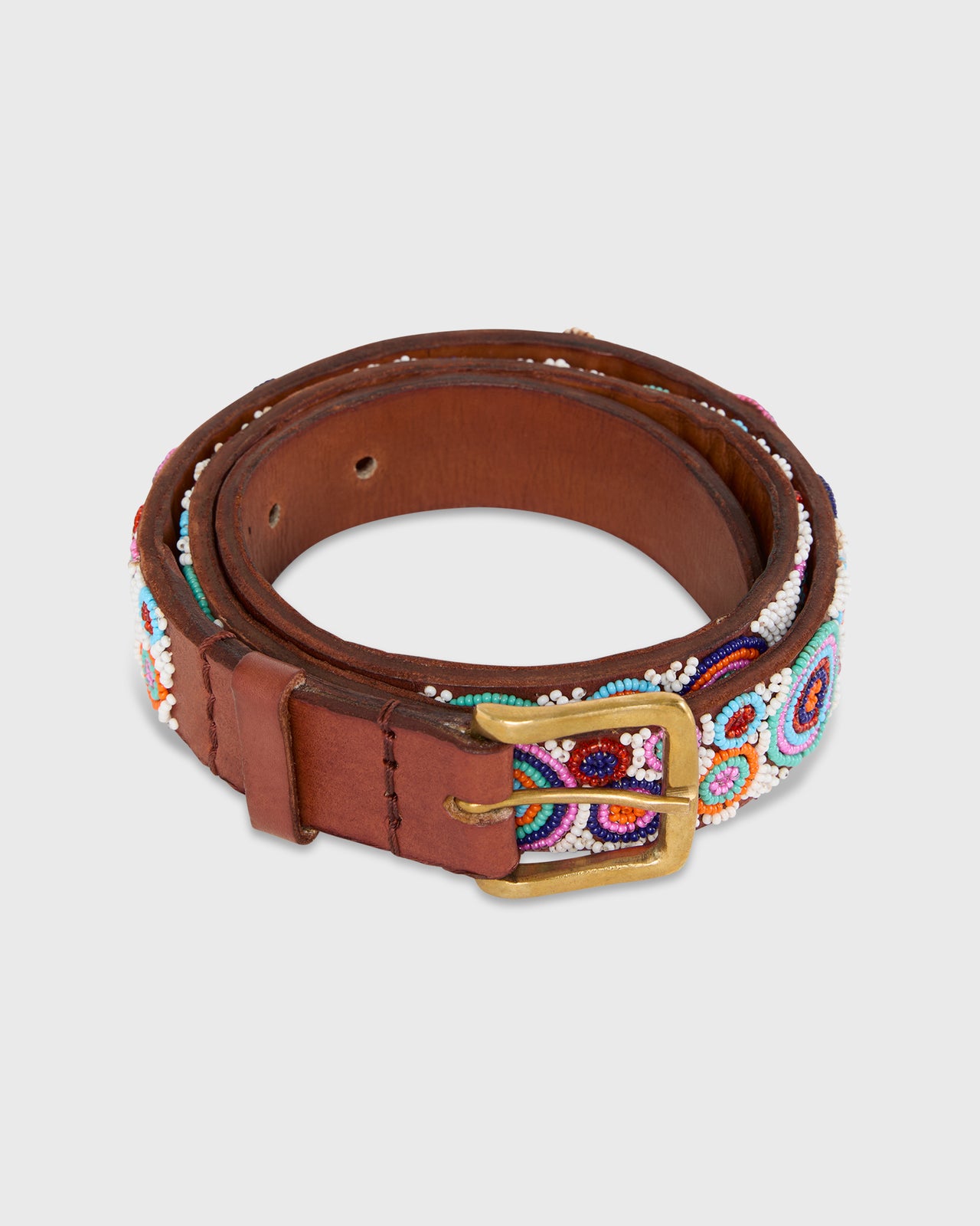 1.25" African Beaded Belt in Multi Geo