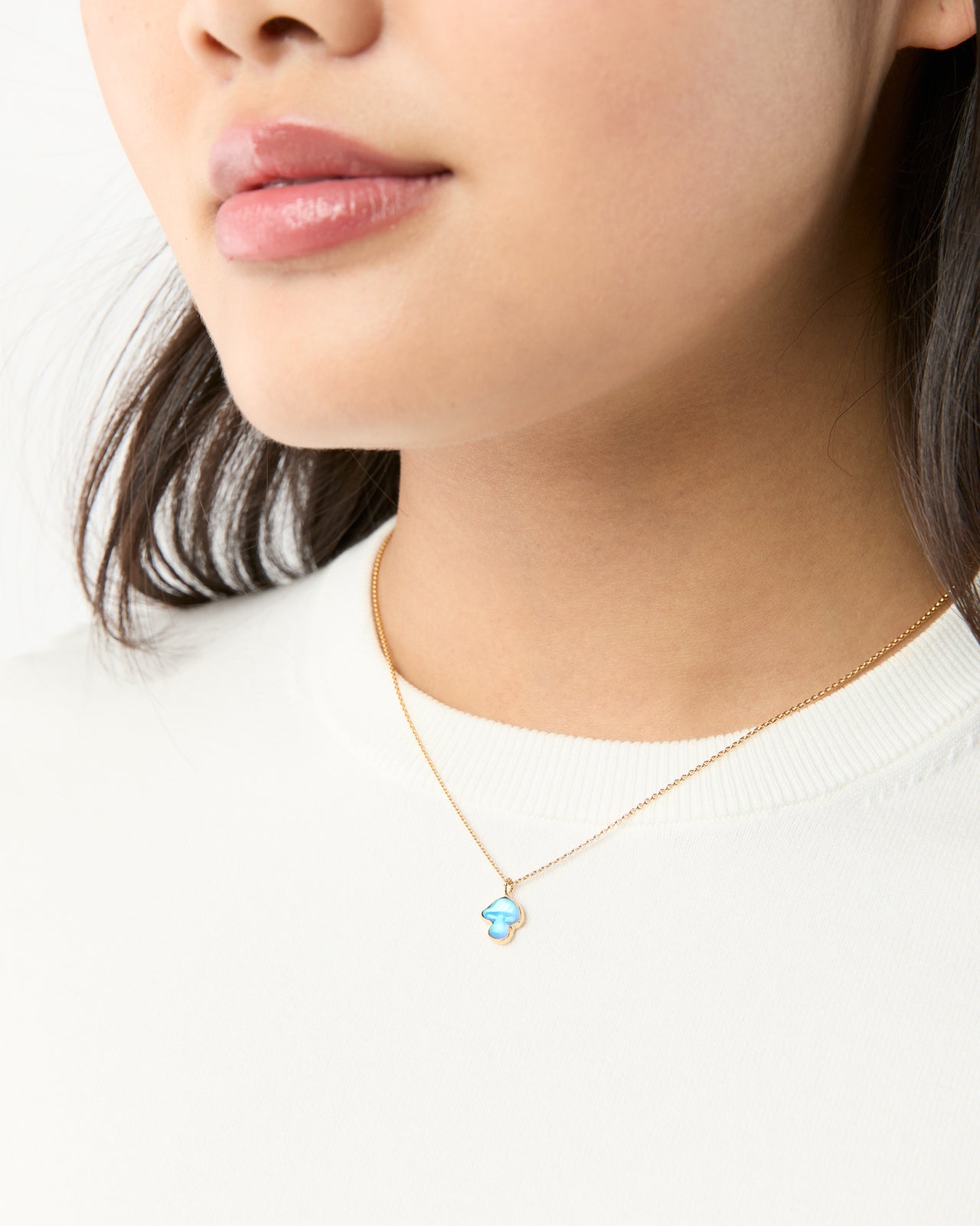 Mushroom Charm Necklace in Blue Multi