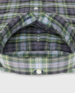 Button-Down Sport Shirt in Navy/Blue/Yellow Summer Tartan Poplin