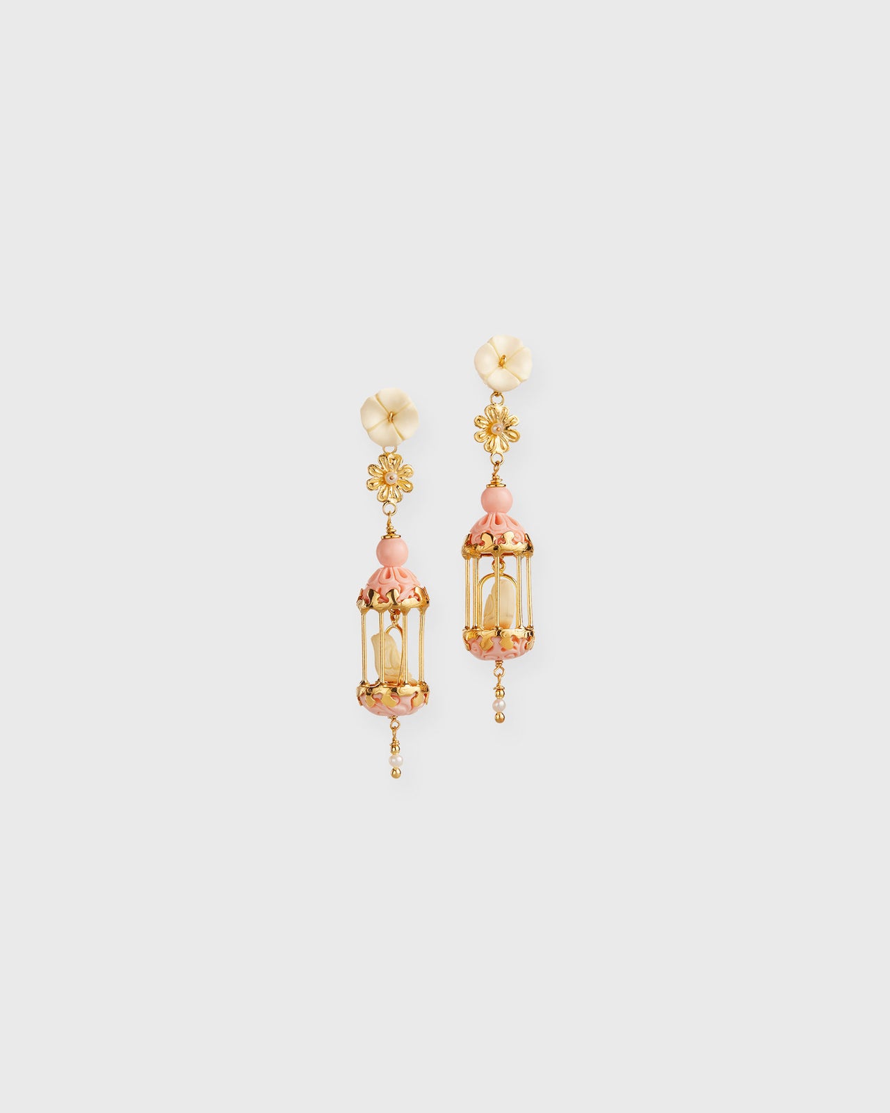 Aviary Classic Mini Earrings in Pink/White