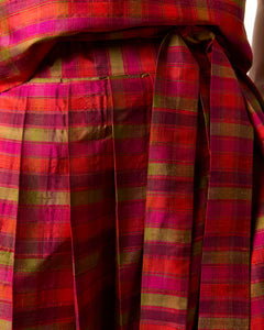 Pleated Wrap Skirt in Winter Madras Silk Shantung