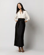 Load image into Gallery viewer, Kira Maxi Wrap Skirt in Black Silk/Wool
