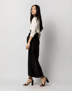 Kira Maxi Wrap Skirt in Black Silk/Wool