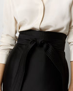 Load image into Gallery viewer, Kira Maxi Wrap Skirt in Black Silk/Wool
