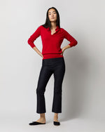 Load image into Gallery viewer, Alida Johnny-Collar Sweater in Red Cashmere
