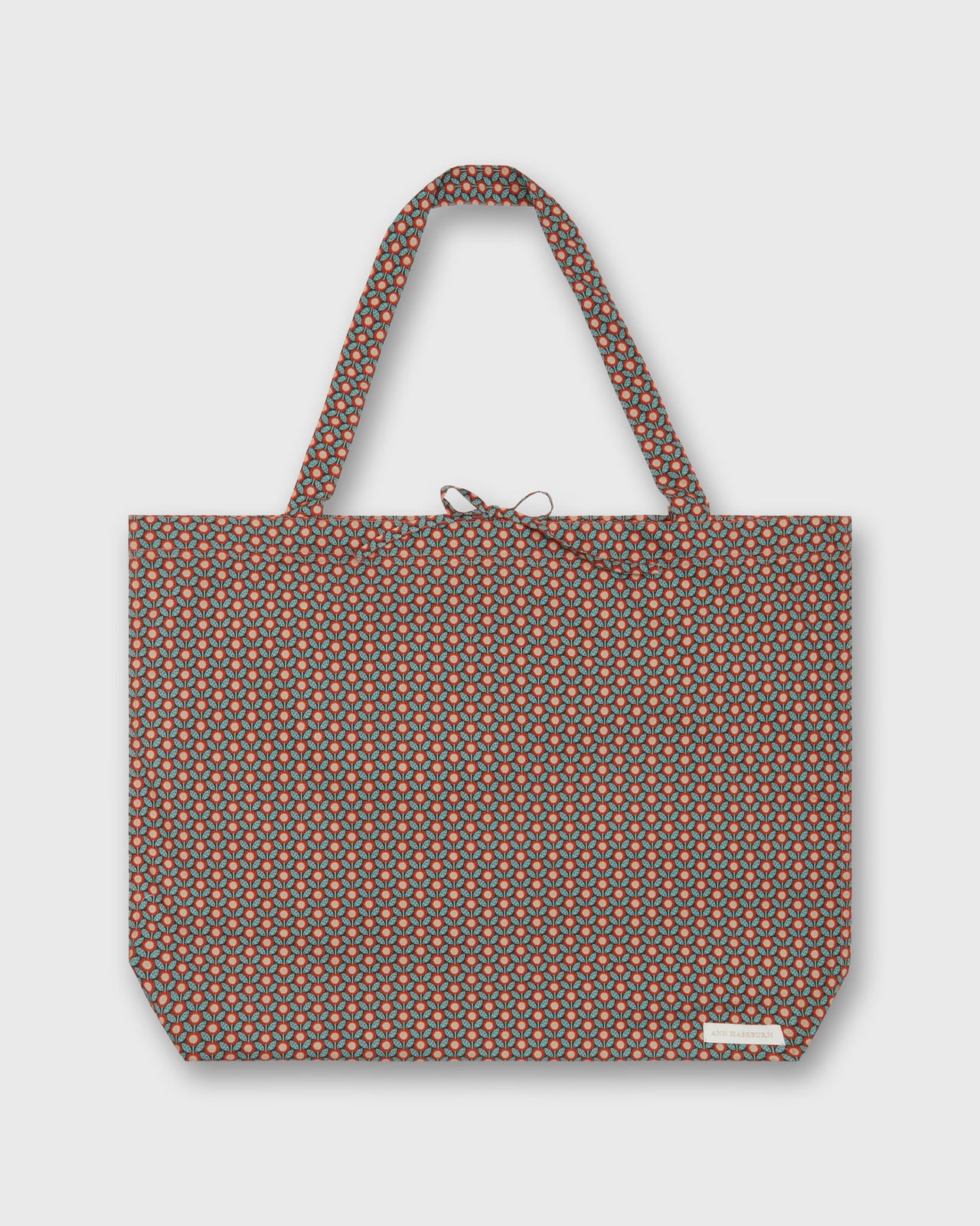 Reusable Tote Bag in Red/Sage Sunny Liberty Fabric