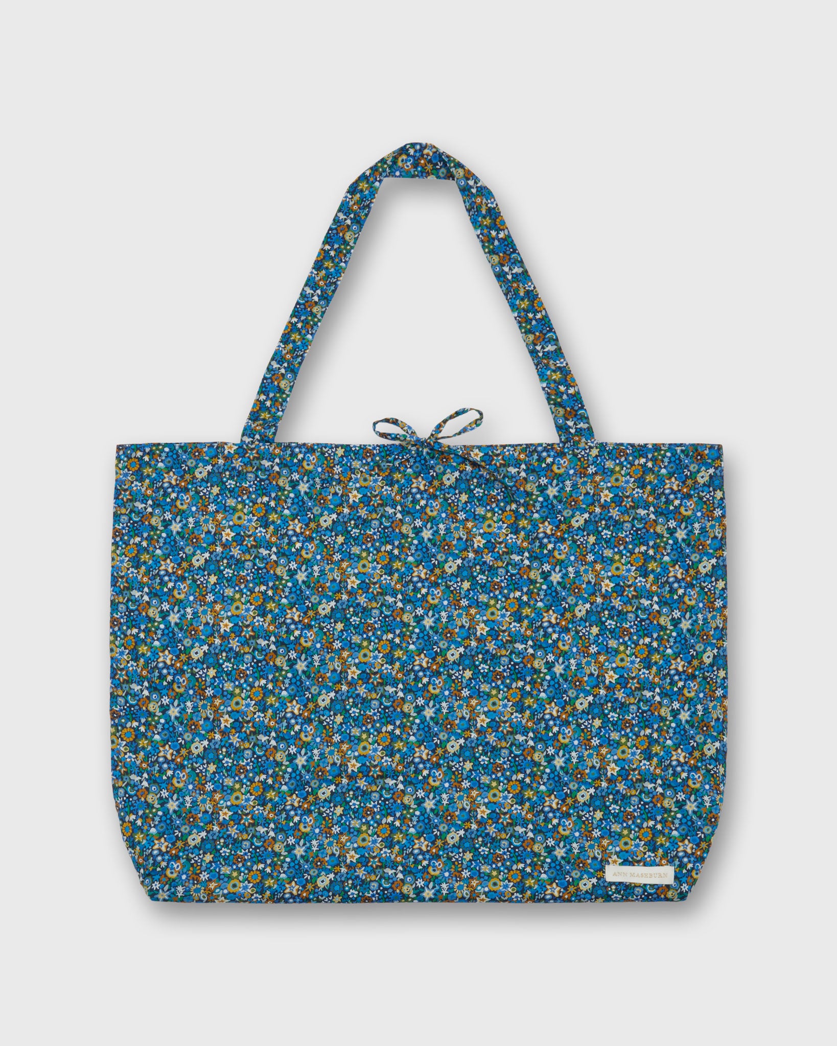 Reusable Tote Bag in Blue/Gold Dazzle Liberty Fabric