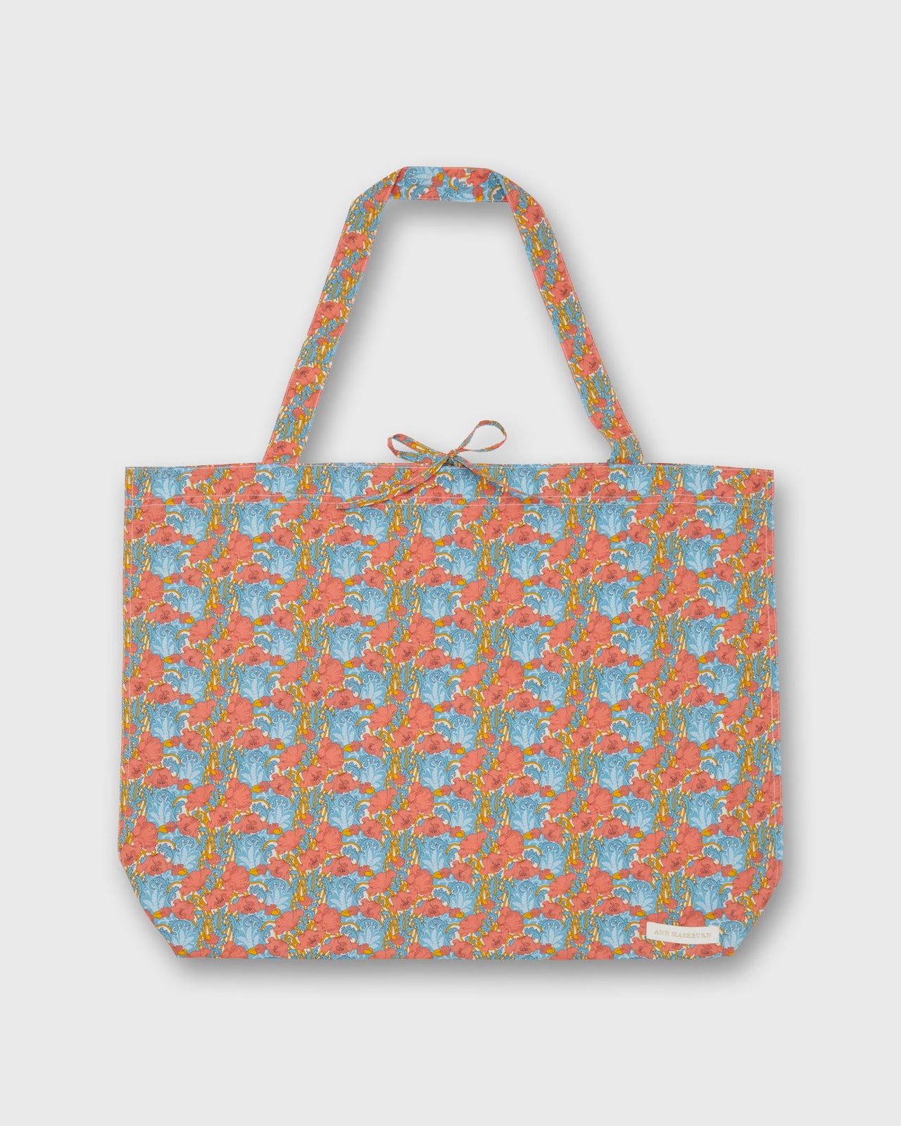 Reusable Tote Bag in Blue/Orange Clementina Liberty Fabric