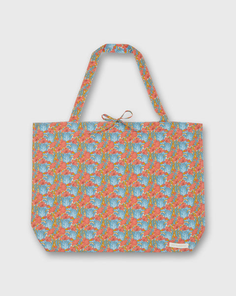 Reusable Tote Bag in Blue/Orange Clementina Liberty Fabric Shop