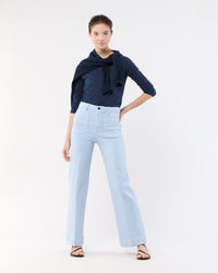 Coco Patch Pocket Jean in Pale Blue Stretch Twill